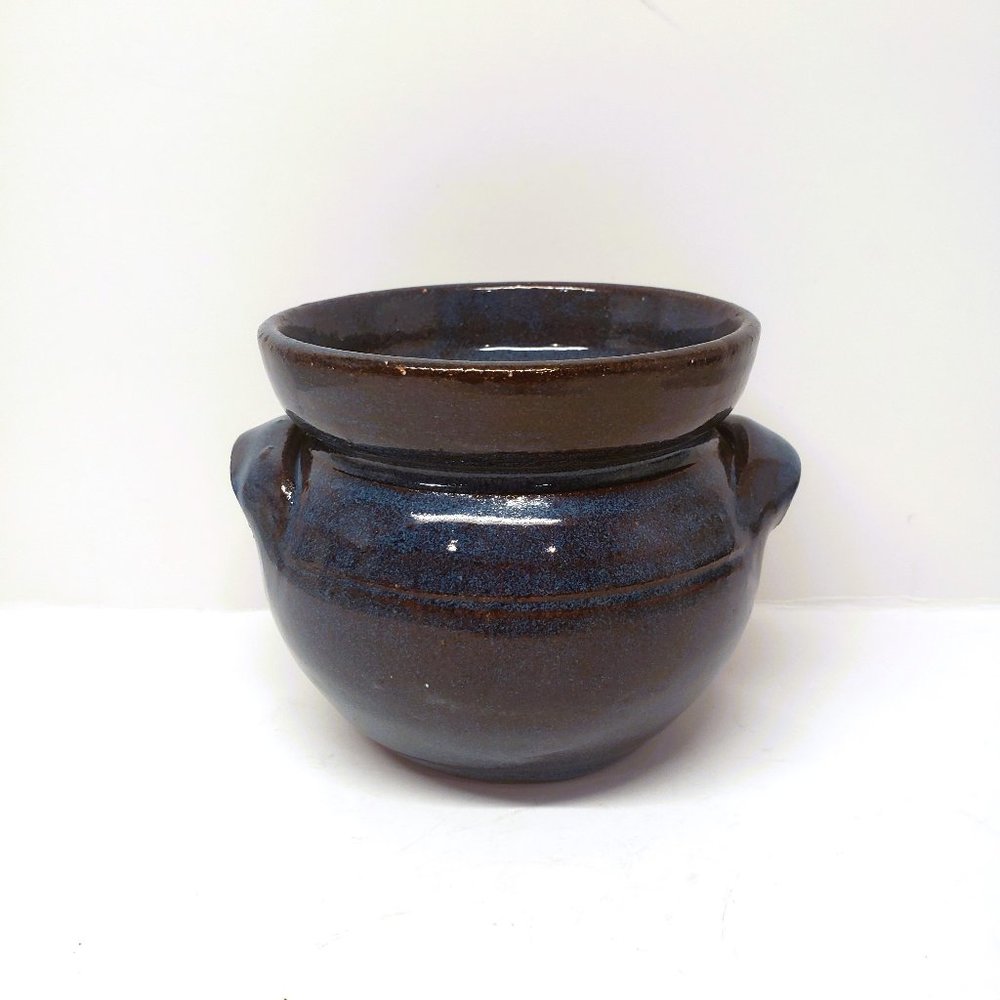 Blue Terracotta Vase Studio Pottery Sugar Bowl Jar Bolick Signed Art 3.5 Redware